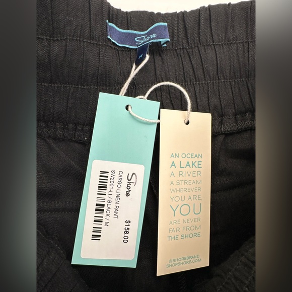 SHORE Black CARGO LINEN PANT size Medium New with Tags!‎ - Picture 7 of 11